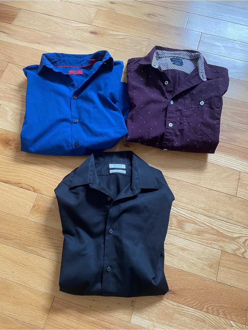 Lot of 3 Men’s L/S Shirts-Small Slim Fit- Calvin Klein, Alfani, Denim&Flower